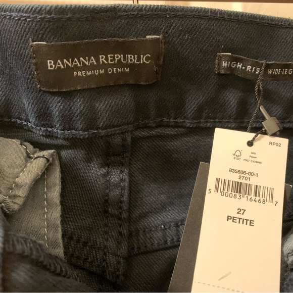 Banana Republic High Rise Wide Leg Crop Dark Rinse Jean NWT - Picture 4 of 10